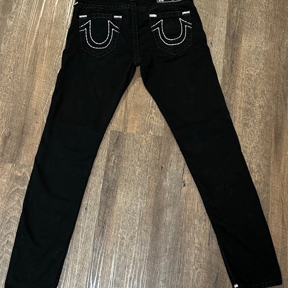True religion relaxed skinny black with white stitching jeans - Picture 3 of 7